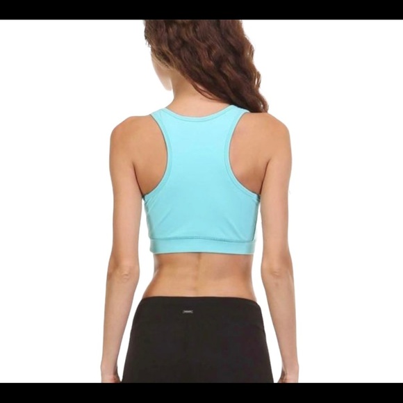 Mono B Womens Size M Sports Bra Teal Top Gym Workout Bra Racerback Blue NWT - Picture 5 of 10